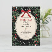 Classic cherry bow birthday einladung (Stehend Vorderseite)