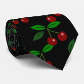 Classic Cherry Fruit and Leaf Custom black Krawatt Krawatte (Gerollt)