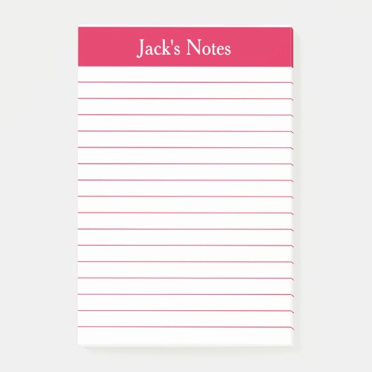 Classic Cherry Red Lined Personalisiert Post-it Klebezettel (Vorderseite)