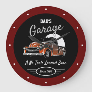 Classic Chevy Truck Garage Vater jeden Namen dunke Große Wanduhr