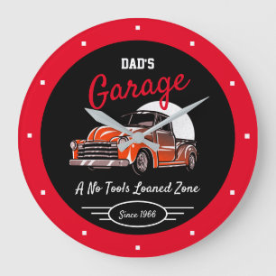 Classic Chevy Truck Garage Vater jeden Namen rot Große Wanduhr