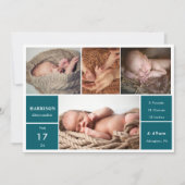 Classic Chic Baby Photo Collage Announcement Card Einladung (Vorderseite)