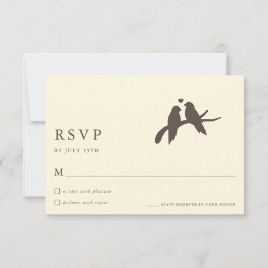 Classic Chic Birds Ivory Formal Wedding RSVP Cards Karte (Vorderseite)
