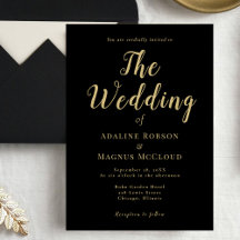 Classic Chic Black & Gold Calligrafy Wedding