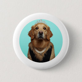 Classic Chic Breakfast Poster Golden Retriever Button