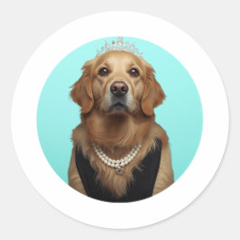 Classic Chic Breakfast Poster Golden Retriever Runder Aufkleber