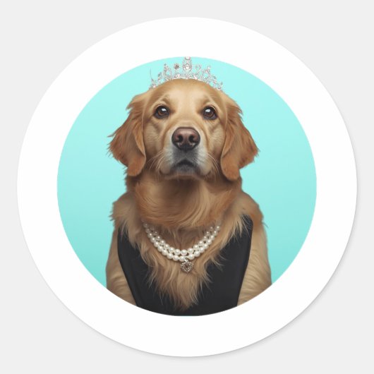 Classic Chic Breakfast Poster Golden Retriever Runder Aufkleber (Vorderseite)