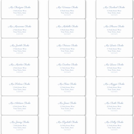 Classic Chic Dark Blue Text Guest Address Labels (Vorderseite)