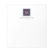 Classic Chic Dark Blue und Coral Monogram Notizblock (Vorderseite)