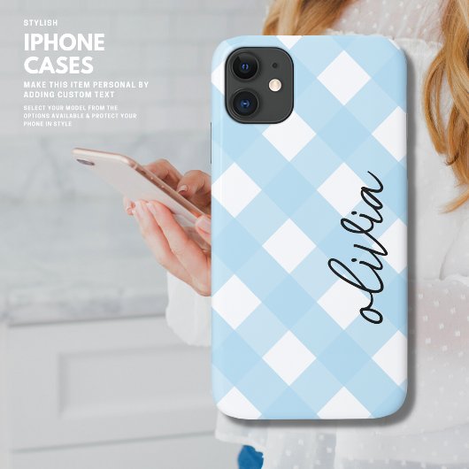 Classic Chic Gingham Kariert Buffalo Karo Pale Blu Case-Mate iPhone Hülle