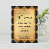 Classic Chic Gold Black Elegante Geburtstag Einladung (Stehend Vorderseite)