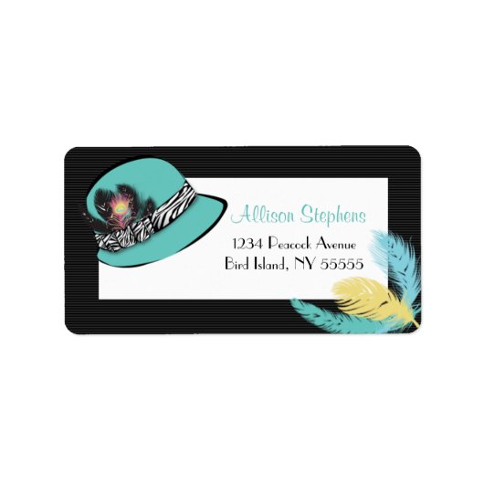 Classic Chic Hat mit Feathers Address Label 2 Adressaufkleber (Vorne)