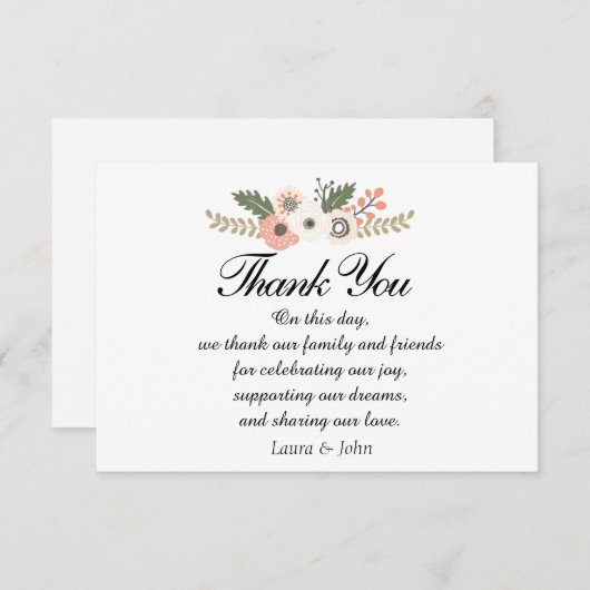 Classic Chic Hochzeit Dankeschön Karte (Vorne/Hinten)