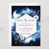 Classic Chic Moonlit Wedding Save The Date (Vorne/Hinten)