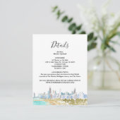 Classic Chicago Skyline Watercolor Details Card Einladung (Stehend Vorderseite)