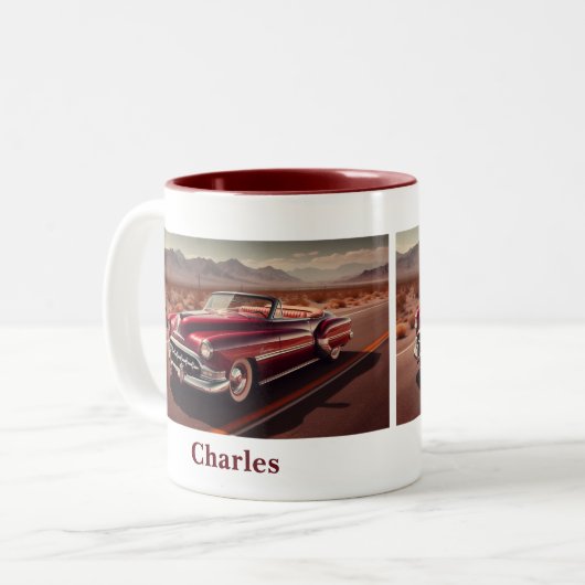 Classic Chieftain Style Cabriolet, Deep Red Zweifarbige Tasse (Vorderseite Links)