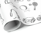 Classic Childhood Birthday Icon Farbblätter Geschenkpapier (Rolleneckpunkt)