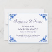 Classic China Blue Personalisiert Save the Date Ca (Rückseite)
