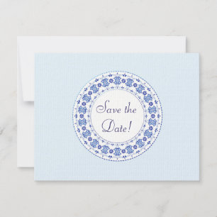 Classic China Blue Personalisiert Save the Date Ca