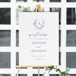 Classic Chinoiserie Blue Monogram Wedding Welcome