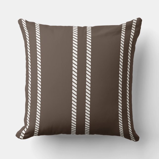 Classic Chocolate Brown with Stripes Throw Pillow Kissen (Vorderseite)
