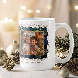 Classic Christmas Blu Plaid Photo Template ID1141B Kaffeetasse
