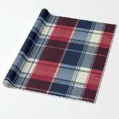 Classic Christmas Blue and Red Plaid Geschenkpapier (Ungerollt)