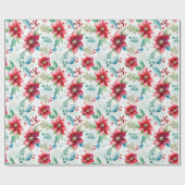 Classic Christmas Blume Poinsettia Geschenkpapier (Flach)