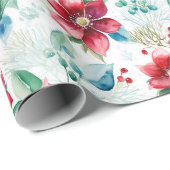 Classic Christmas Blume Poinsettia Geschenkpapier (Rolleneckpunkt)