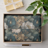 Classic Christmas Dark Green and White Floral Seidenpapier (Geschenk)