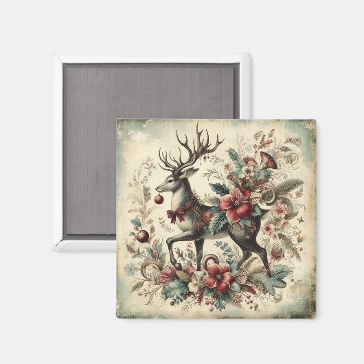 Classic Christmas Deer Magnet (Vorderseite/Rückseite)