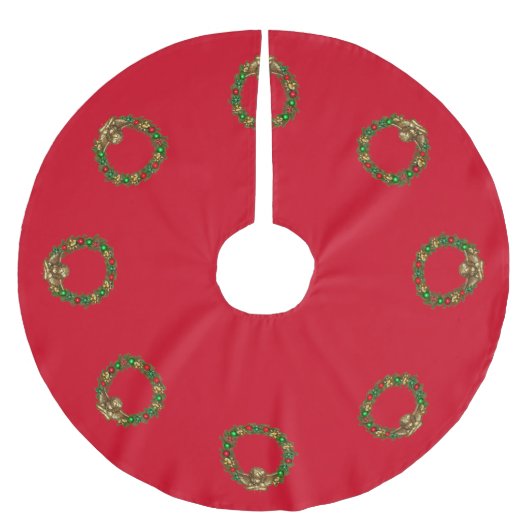 Classic Christmas Engel and Wreath Red Polyester Weihnachtsbaumdecke (Vorderseite)