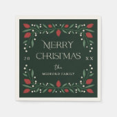 Classic Christmas Florals Personalisiert Napkins Serviette (Vorderseite)