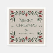 Classic Christmas Florals Personalisiert Serviette (Vorderseite)