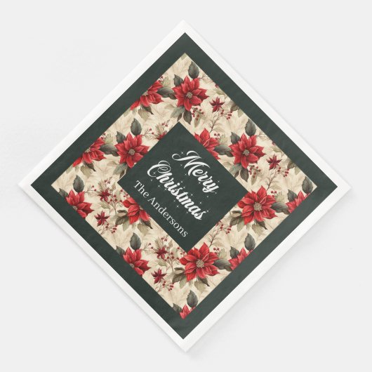 Classic Christmas Flowers Napkins Rustic Elegance Serviette (Ecke)