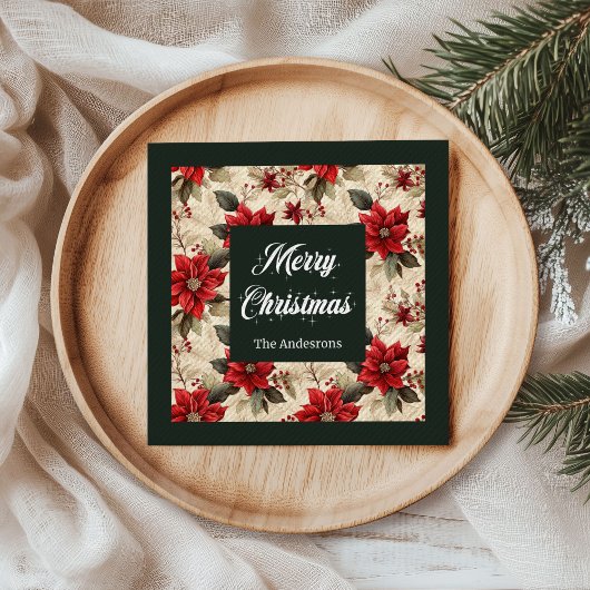 Classic Christmas Flowers Napkins Rustic Elegance Serviette