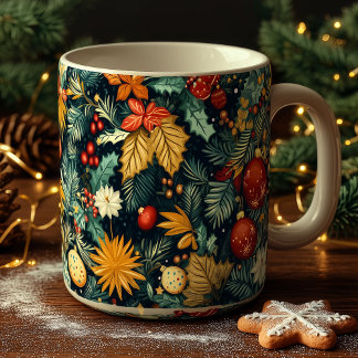 Classic Christmas foliage with red ornaments Kaffeetasse