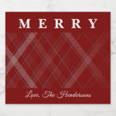 Classic Christmas Gingham Custom Schaumweinetikett (Einzelnes Label)