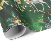 Classic Christmas Gold Bells & Rentiers Geschenkpapier (Rolleneckpunkt)