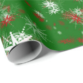 Classic Christmas Green Burgundy White Snowflakes Geschenkpapier (Rolleneckpunkt)