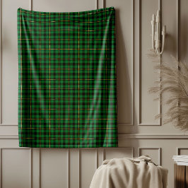Classic Christmas Green Gold Tartan Kariert Fleecedecke