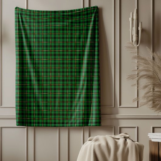 Classic Christmas Green Gold Tartan Kariert Fleecedecke