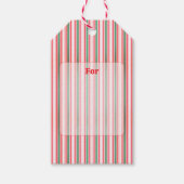 Classic Christmas Green Red Stripes Geschenkanhänger (Vorderseite)