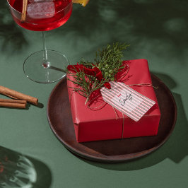 Classic Christmas Green Red Stripes Geschenkanhänger