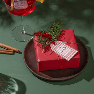 Classic Christmas Green Red Stripes  Geschenkanhänger