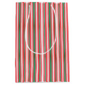 Classic Christmas Green Red Stripes  Mittlere Geschenktüte (Vorderseite)