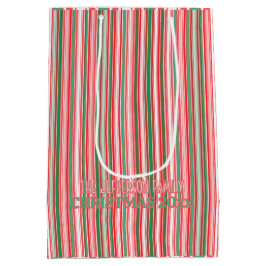 Classic Christmas Green Red Stripes  Mittlere Geschenktüte
