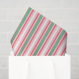 Classic Christmas Green Red Stripes  Seidenpapier