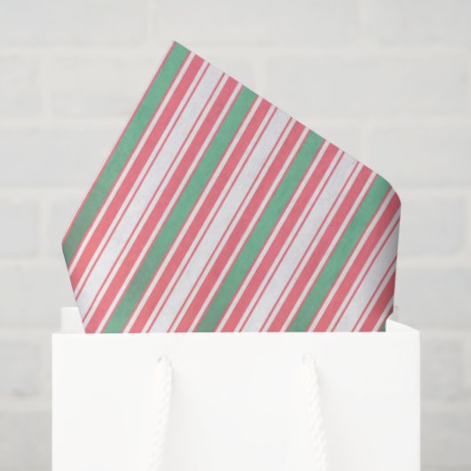 Classic Christmas Green Red Stripes  Seidenpapier (Geschenktüte)