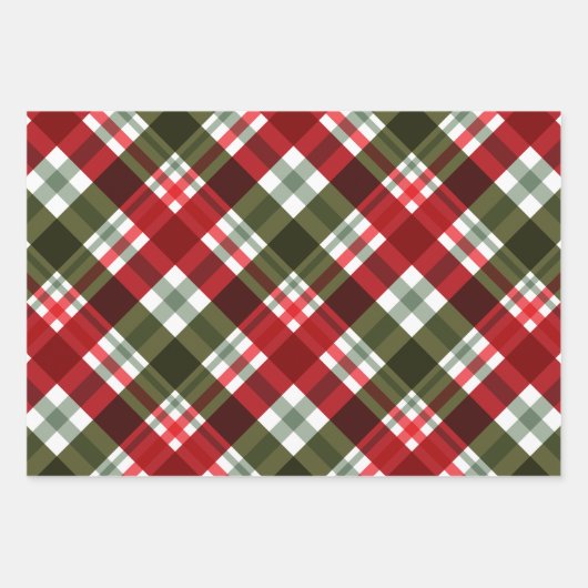 Classic Christmas Green, Red White Kariert Geschenkpapier Set (Vorderseite)
